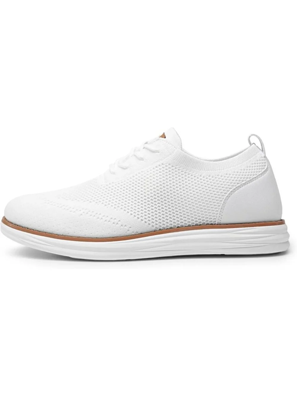 Bruno Marc Men's White Rubber Lace up Lightweight Casual Walking Sneakers - Picture 4 of 6